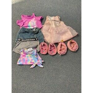 Build a Bear Pink Dress Shorts Shirts & Shoes Lot Stuffed Animal Clothes